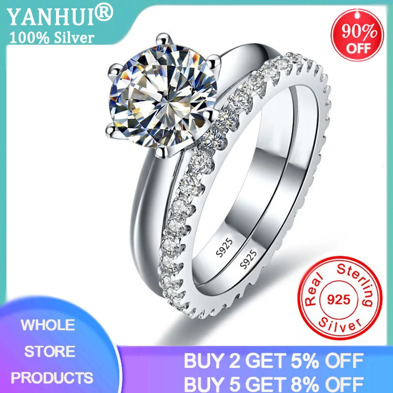 Silver Rings 1.5Ct Zircon Set For Women