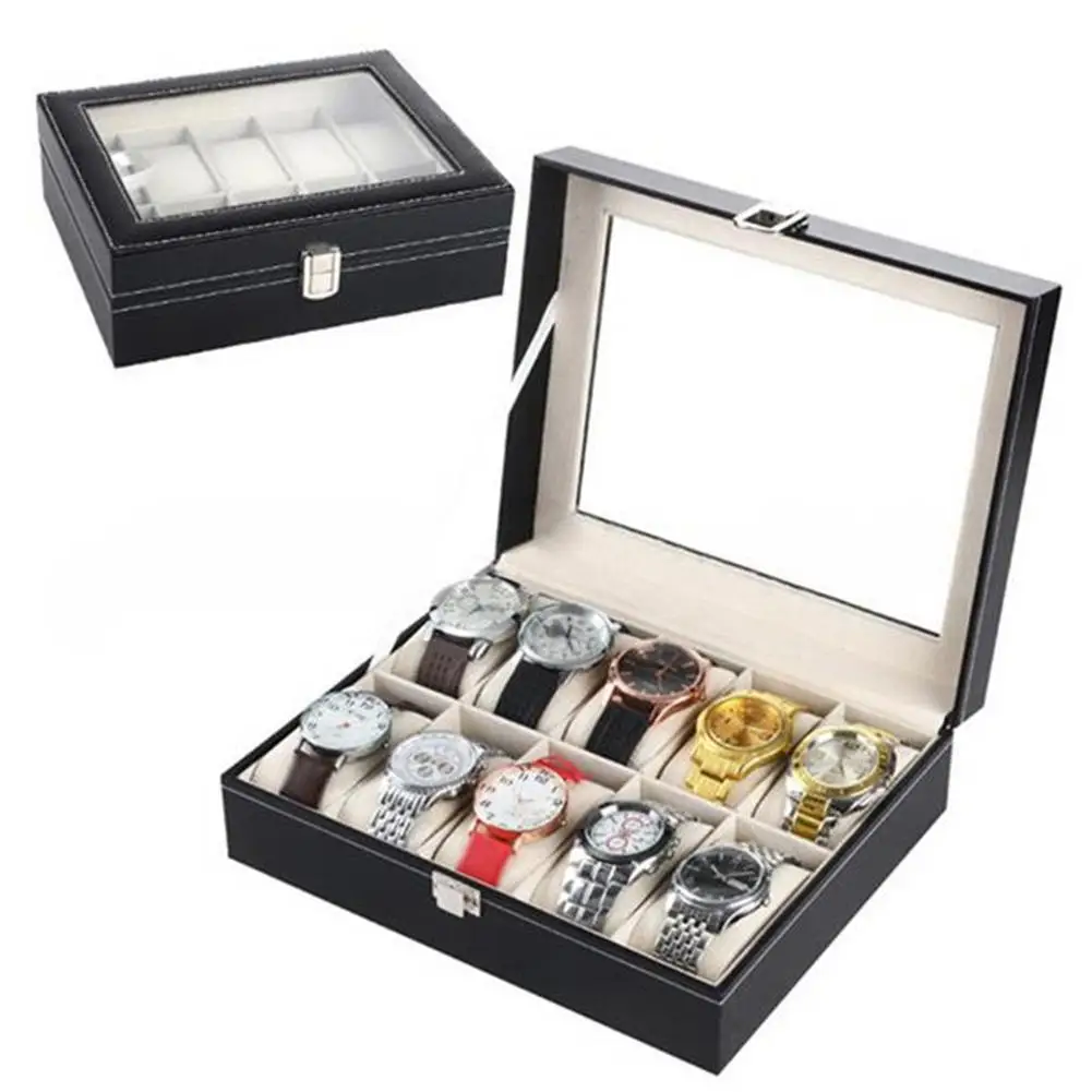 

6/10/12/20 Slots Watch Box Faux Leather Wrist Watch Men Storage Box Clock/Watch Display Case Convenient Watch Jewelry Organizer