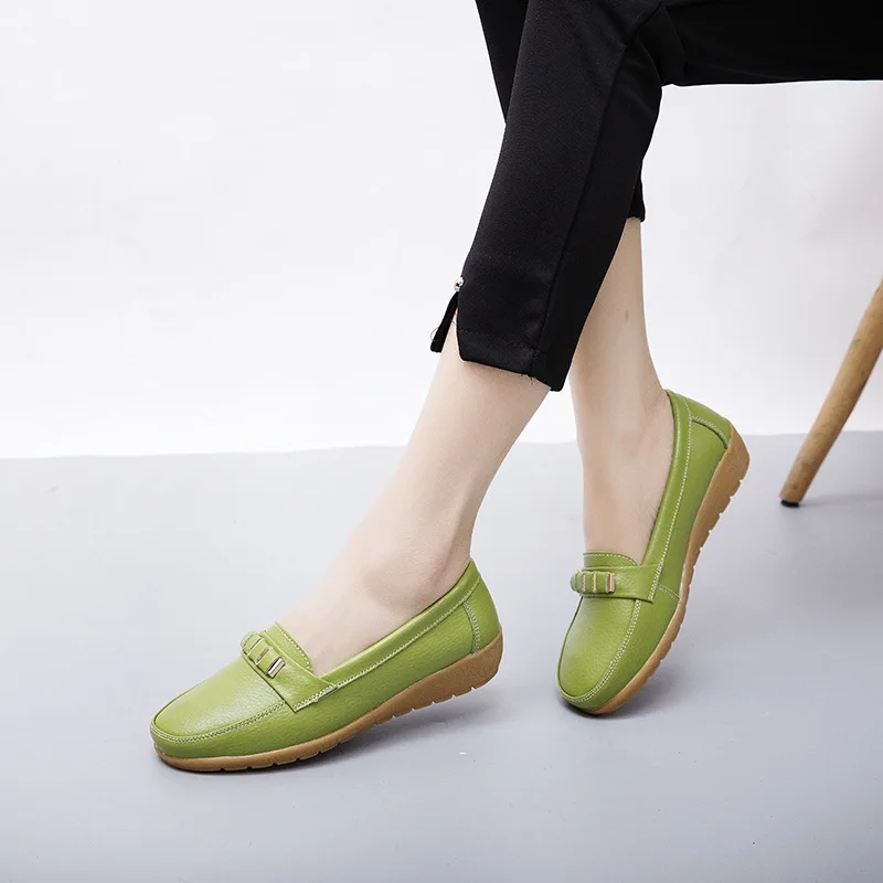 CEVABULE/весна г.; кожаные туфли для мам среднего и среднего возраста; женская обувь; обувь в стиле бобов; кожаная обувь с мягкой подошвой; CQY-L366 на низком каблуке