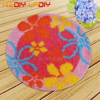 

Latch Hook Kits Make Your Own Rug Colorful Flowers Tapestry Crochet Cushion Mat DIY Carpet Rug Pre-Printed Canvas Hobby & Crafts