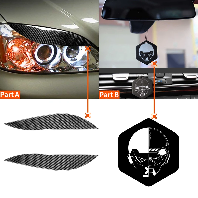 

2 Pcs Soft Real Carbon Fiber Headlamp Eyelids Cover Trim Head Lights Eyebrows Decoration Strip Sticker For Honda Civic 2001-2003