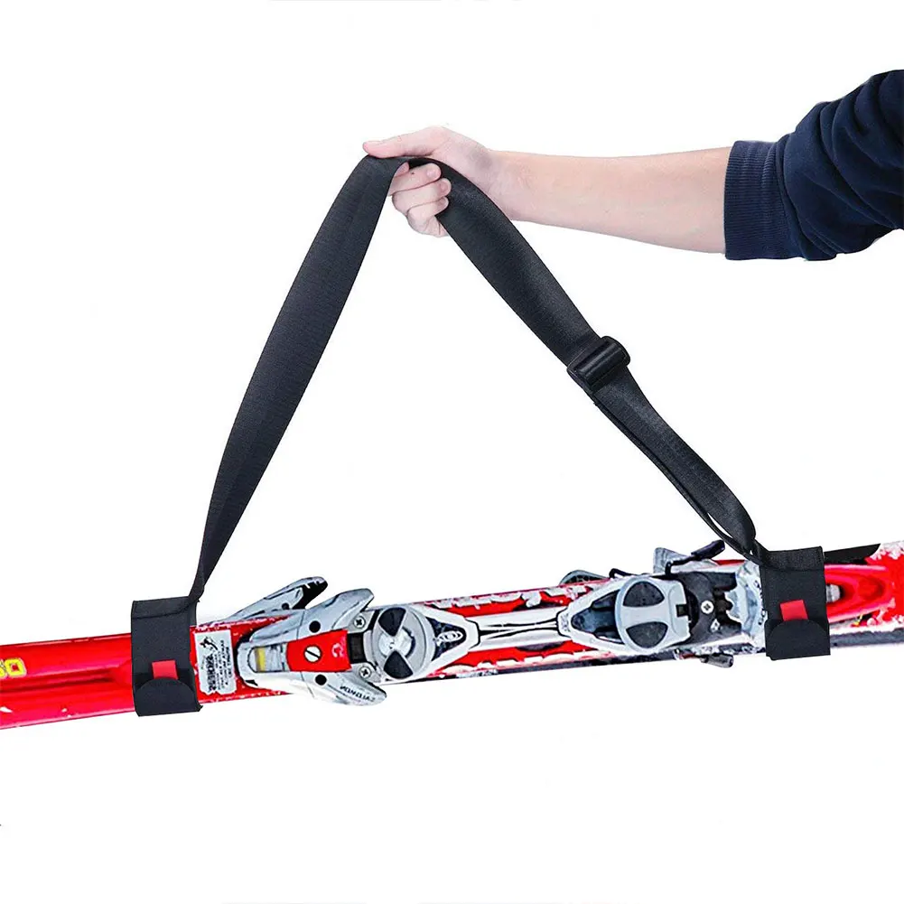 

1pc Adjustable Skiing Pole Shoulder Hand Carrier Anti-slip with Ski Pole Hook Loop Protecting Neoprene Pad Ski Handle Strap Bags