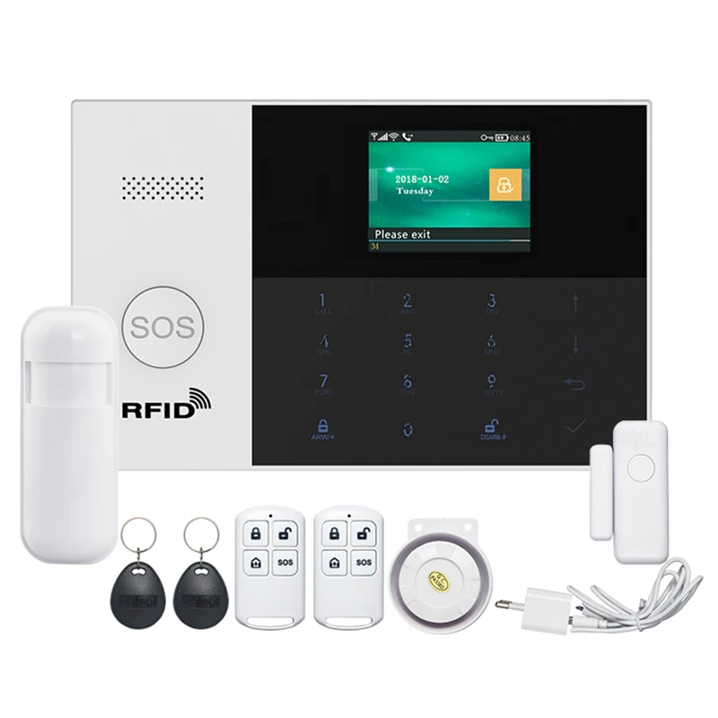 

Hot Home Burglar Security Alarm System Sensor WIFI SIM GSM RFID for IOS Android APP Remote Control EU Plug