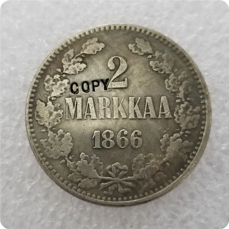 1865 S-1874 S Finland 2 markkaa имитация монеты - Цвет: 1866S