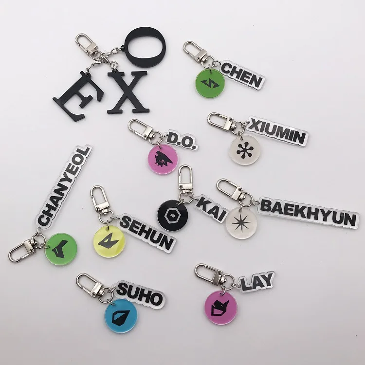 

EXO Chanyeol Baekhyun Sehun Xiumin D.o. Lay Suho Keychain Five Tours Around Concert Pendant wallet key chain chains bag charm