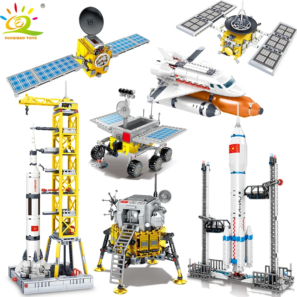 HUIQIBAO космическая станция Saturn V Rocket Building Blocks City Shuttle satellite астронавт фигурка