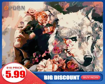 

OPDBN Wall Art Canvas Painting by Number Posters Handpainted Oil Painting Picture for Living Room Home Decor No Frame