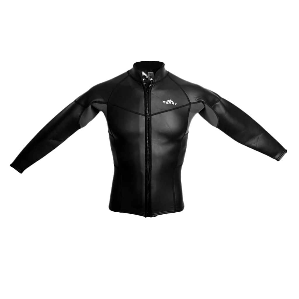 Mens 2mm Long Sleeve Wetsuit Top Front Zipper Jacket for Diving Surfing Kiteboarding Wakeboarding Kayaking