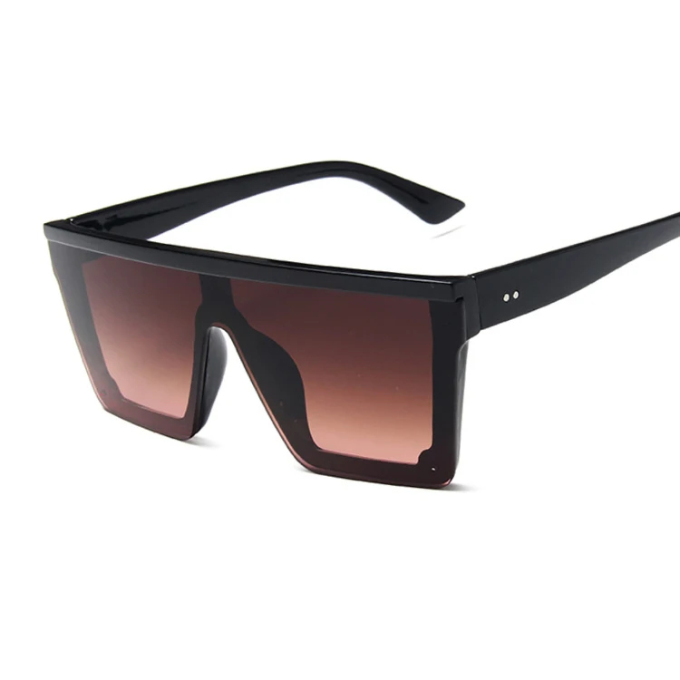 Негабаритных квадратных солнцезащитных очков женские роскошные брендовые модные плоские большие розовые черные прозрачные линзы цельные женские солнцезащитные очки - Цвет линз: BlackBrownPink