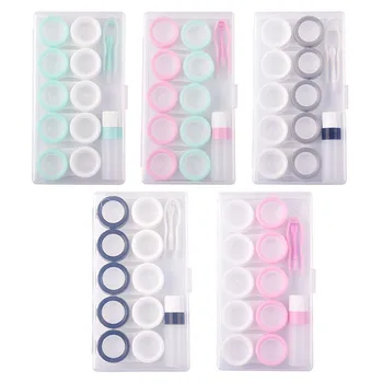 

5pairs Contact Lens Box Holder Portable Small Lovely Clear Eyewear Bag Container Contact Lenses Soak Storage Case