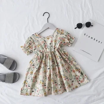 

Girl Dresses Clothes 2020 Summer Short Sleeve Flower Print Toddler Kids Baby Girls Dress Casual Children Princess Clothing
