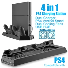 

PS4 Console Vertical Stand 2 Controller Charger Charging Dock 2 Cooling Fan for Sony Playstation 4 Play Station 4 PS 4 Accessory