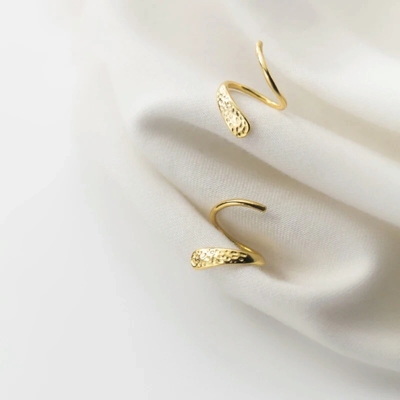 Gold Серебро 925 пробы Для женщин, стилизованные под змею, ушные клипы уха пряжка кольцо Плотно набит Мини Двойное кольцо серьги ювелирные изделия из жемчуга G1901 - Окраска металла: Gold