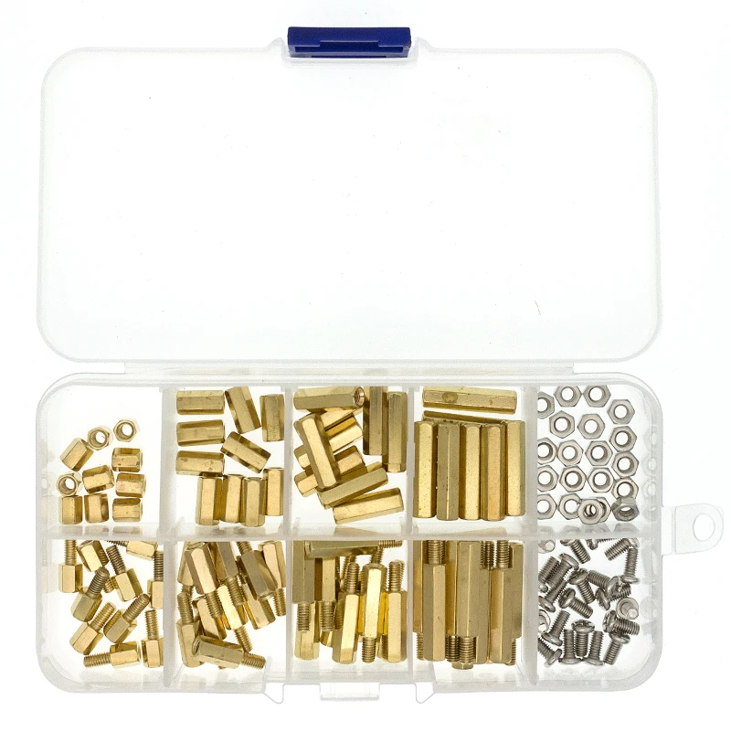 M3 Male Female Brass Hex Column Standoff Support Spacer Pillar 120pcs M3 Screw Nut For PCB Board brass hex column standoff