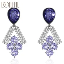 DOTEFFIL 925 Sterling Silver Pink Purple Crystal AAA Zircon High Quality Earrings For Women Wedding Gift Fashion Jewelry DOTEFFIL 925 Sterling Silver Pink Purple Crystal AAA Zircon High Quality Earrings For Women Wedding Gift Fashion Jewelry