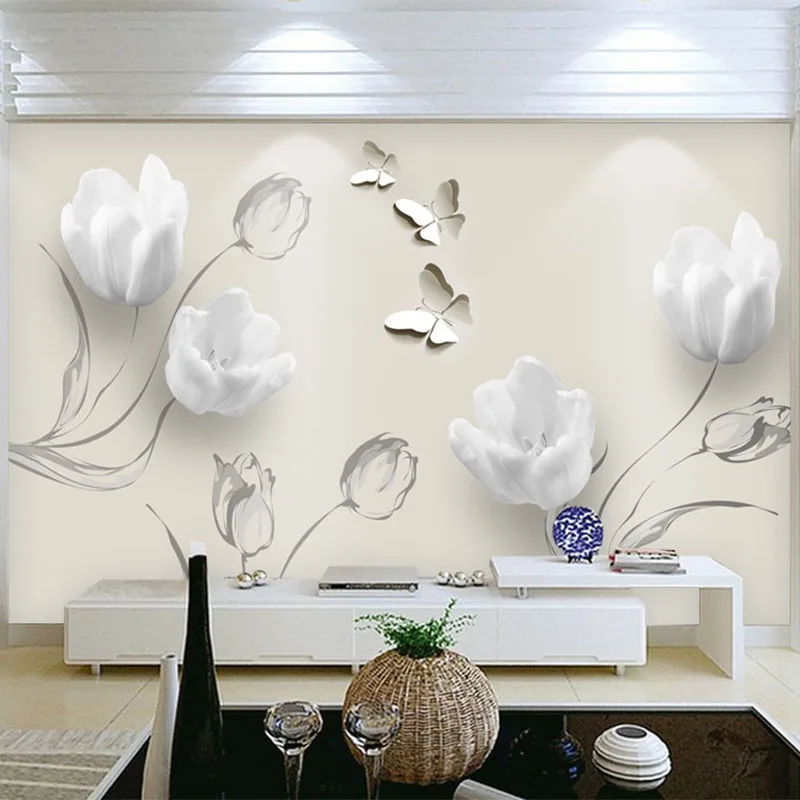 Custom-Mural-Wallpaper-Modern-3D-Stereo-Tulip-Butterfly-Flowers-Wall-Painting-Fashion-Living-Room-Home-Decor (2)