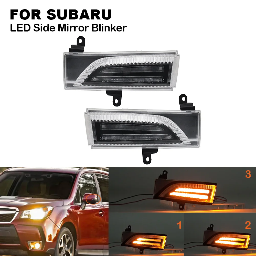 2x Clear Sequential Dynamic LED Side Mirror Blinker Lights For SUBARU Crosstrek Forester Impreza Legacy Outback WRX STI