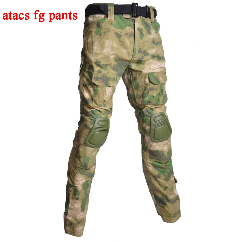 pants atacs fg Камуфляжная Военная тактическая Униформа, охотничий камуфляж, страйкбол, пейнтбол, охотничий костюм, набор с длинным рукавом, быстрая штурмовая одежда армии США - Цвет: pants atacs fg