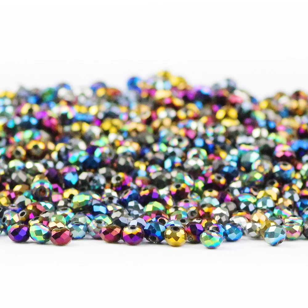 

YHBZRET flat Round Shape Austrian crystals beads ball 4mm 100pcs Plating color loose beads for Jewelry Bracelet necklace DIY