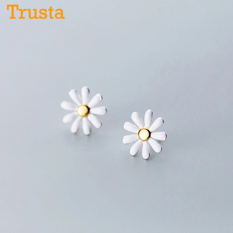 Trustdavis S925 Botany Marguerite цветок серьги гвоздики для женщин леди подарок 925 пробы серебряные ювелирные изделия оптом DA383