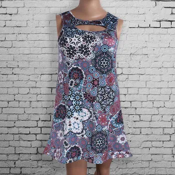 

WoMen Summer Sleeveless Dress Party Short Beach Mini Dress Long Geometric Dress Denim Sundress Vintage Dress Denim Sundress