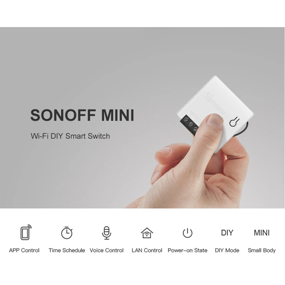

SONOFF MINI DIY Two Way Smart Switch Remote Control WiFi Switch Support An External Switch For Google Home/Nest IFTTT & Alexa