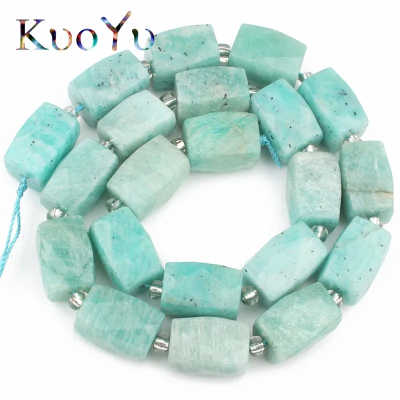 

Natural Gem Blue Amazonite Stone Beads Column Rectangle Loose Spacer Beads For Jewelry Making Diy Pendant Bracelet 11x16mm 15"