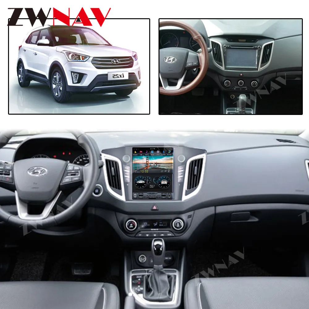 Cheap Android 8.1 4GB PX6 Tesla style Car GPS Navigation For HYUNDAI IX25/HYUNDAI CRETA Radio Tape Recorder HeadUnit Multimedia Player 1