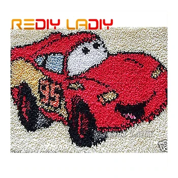 

Latch Hook Kit Make Your Own Rug Cartoon Car Crocheting Cushion Mat DIY Carpet Rug Set Acrylic Yarn Printed Canvas Arts & Crafts