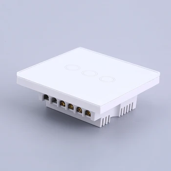

Smart Home White Crystal Glass Panel 3 Gang UK Plug Light Touch Sense Screen Switch With LED Indicator