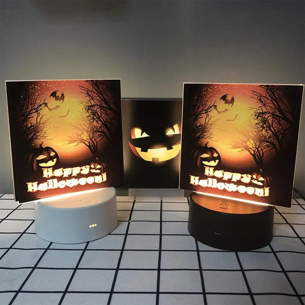 

Creative LED Night Light Halloween Decor Black Romantic Witch Lamp Night Light Decorative Gift White Pumpkin Night Light