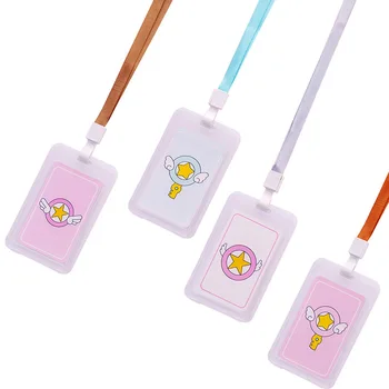 

1PC Simple Lanyard Transparent Business Card Holder Kids Student Cartoon Fruit Clear Plastic Bank Credit Name ID Card Case Cover