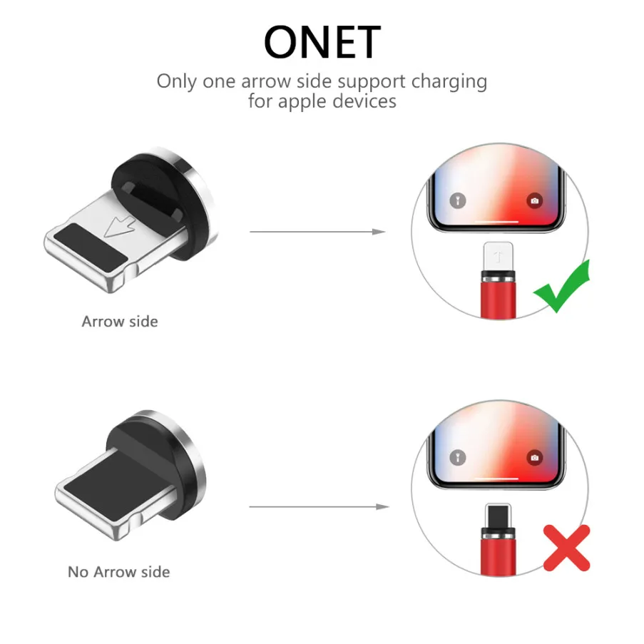 Магнитный зарядный USB кабель NISI 1 м 5 в/2 а со светодиодной подсветкой для iPhone Samsung