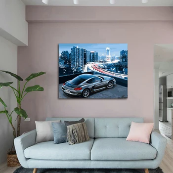 

DIY color pictures are made by digital and colored cars and night scenes, hand-made home decoration paintings