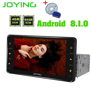 

JOYING GPS stereo Android 8.1 Car Radio 4GB+64GB BT DSP Octa Core 1DIN 6.2" Auto Head Unit carplay SWC Support 4G with free OBD