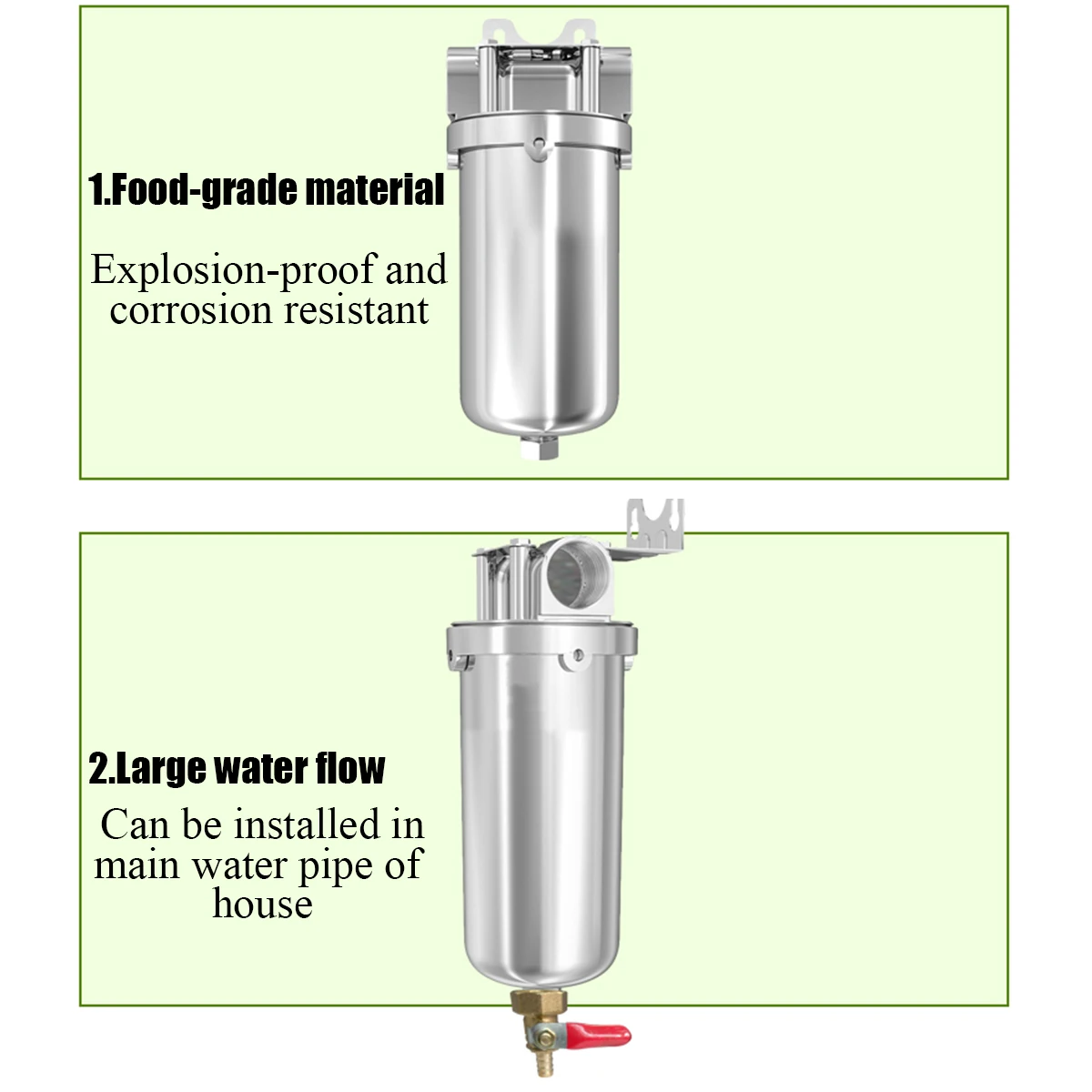 304 очиститель воды из нержавеющей стали, фильтр для воды, ультрафильтрация осадочных отложений, прямой высокотемпературный Водоочиститель с высоким потоком