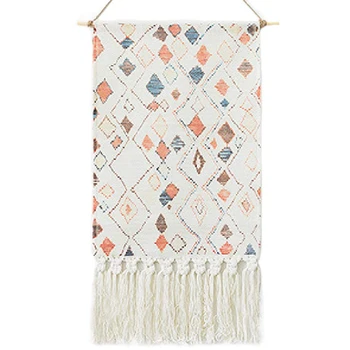 

Macrame Woven Wall Hanging Tapestry,Boho Chic Wall Decor, Handmade Bohemian Tapestry Geometric Rhombus Wall Art Decor