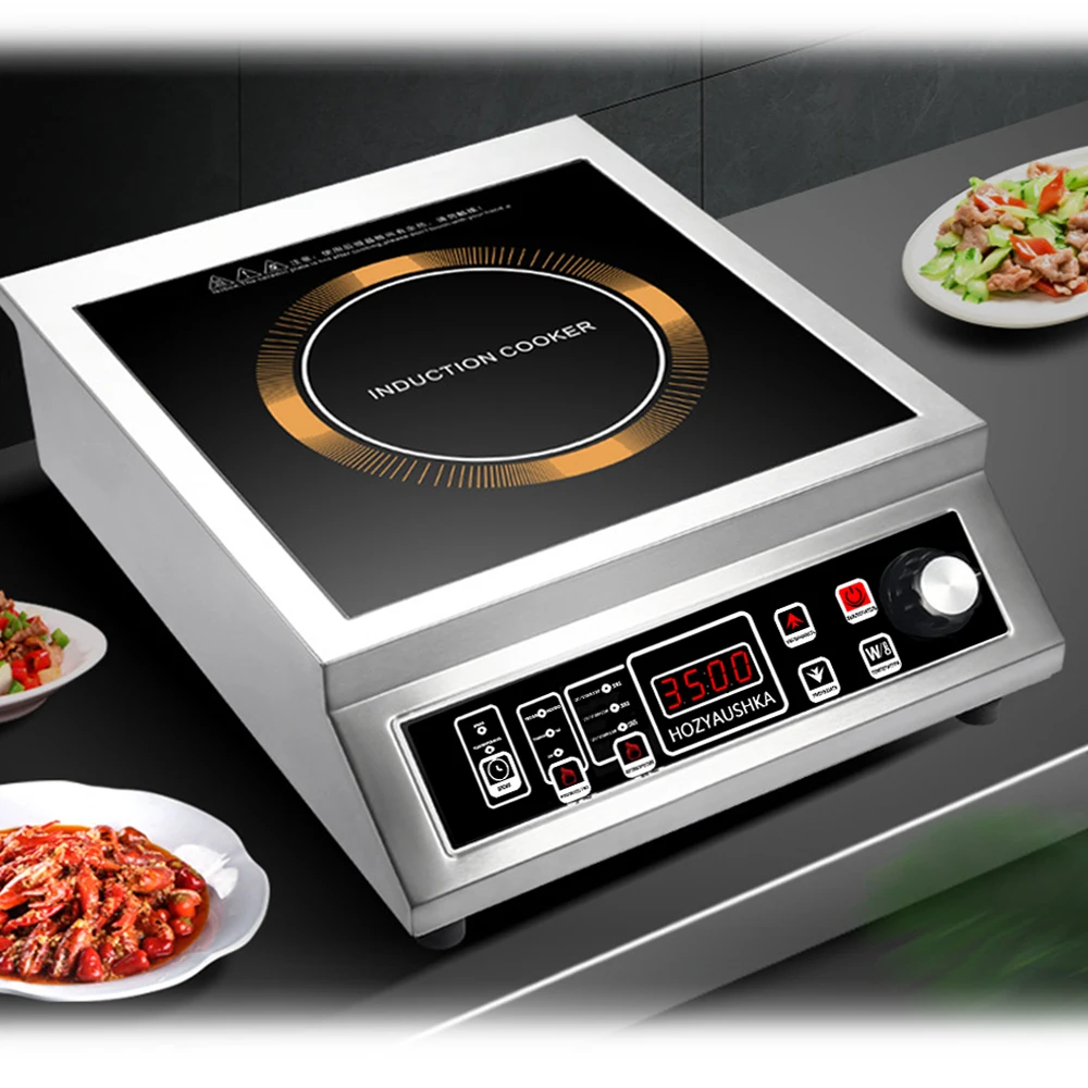 Induction cooker 3500W consumer and commercial high-power all stainless steel flat button knob stir fry