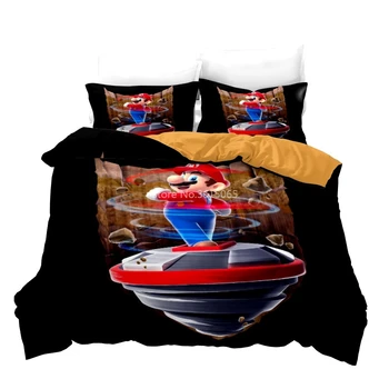 

Black Super Mario Bedding Set Adult Kids Gifts Cartoon 3d Duvet Cover Pillowcase Europe/Australia/USA Queen King Bed Linen Sets