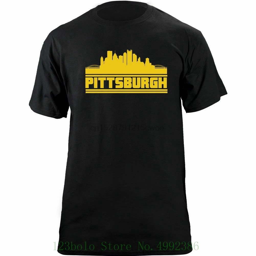 

Original Pittsburgh Skyline Steelers T Shirt Summer Short Sleeve Shirts Tops S~3xl Big Size Cotton Tees Free Shipping