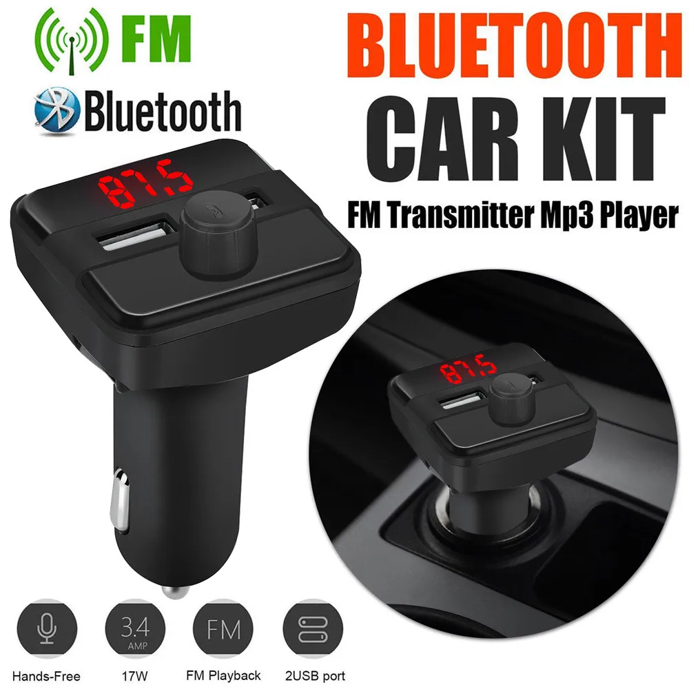 Handsfree беспроводной Bluetooth автомобильный комплект fm-передатчик TF карта lcd MP3-плеер двойной USB 2.1A автомобильное зарядное устройство телефон зарядное устройство