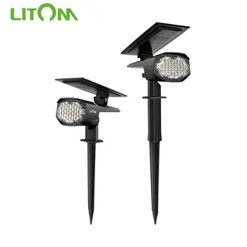 

2 PCS Litom Solar Light Landscape Spotlights Outdoor Solar Wall Light Cold Warm Light Adjustable IPX7 Waterproof For Garden Yard