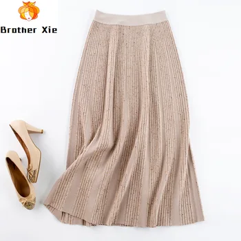 

Waist High 2020 Knitted Women Winter A-Line Skirt Fashion Color Dots Women Autumn Thick Skirt Faldas Jupe Femme Saia