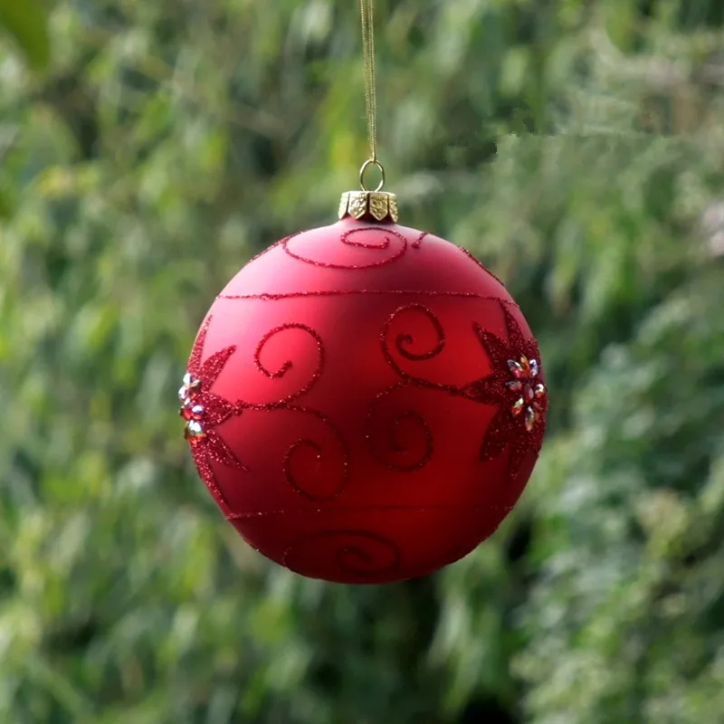 Диаметр = 10 см счастливый красный ручной работы стеклянный шар Рождество День украшения фестиваль друг подарок блеск декоративный стеклянный шар
