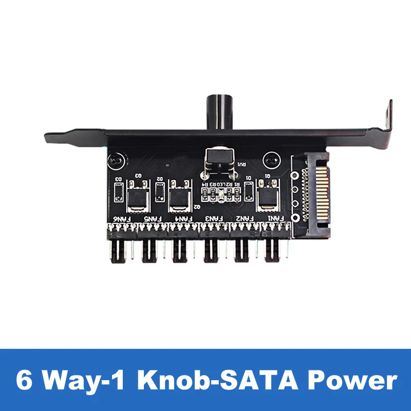 Контроллер скорости вентилятора PCI, 12V Molex 4pin или SATA Powered 6 8 fan Hub, PWM 4 pin cpu Радиатор 3pin чехол кулер контроль температуры - Цвет: 6CH 1 Control-SATA