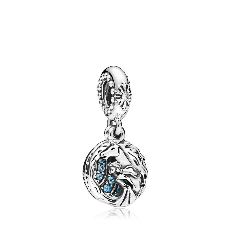 5PCS-Winter-Christmas-Gift-Silver-Plated-Bead-Blue-Crystal-Cartoon-Prince-Aisha-and-Knock-Charm-fit