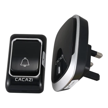 

Cacazi Wireless Doorbell Waterproof Battery Button 300M Remote Receiver 36 Rings 4 Volume Home Cordless Door Bell Chime Uk Plug