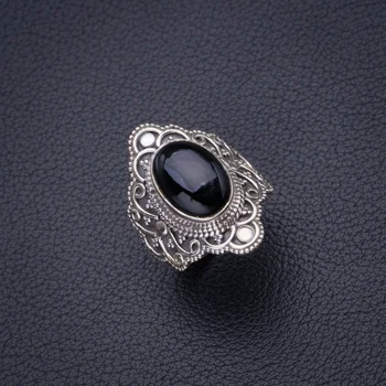 

StarGems Natural Black Onyx Handmade 925 Sterling Silver Ring 6 D4182