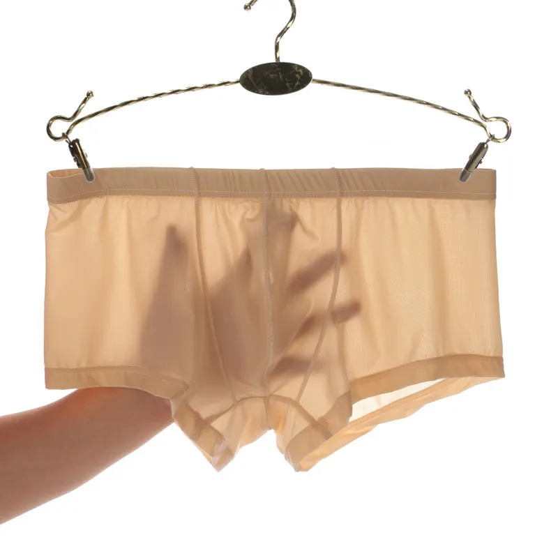 Men's Ice Silk Boxer Pants Breathable Panties Male Large Convex Pouch Ultra Thin Boxer Shorts Sexy Underwear For Men 3