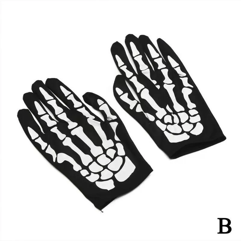 Halloween Skeleton Gloves Skull Face Mask Scarf Set Unisex Scary Ghost Paw Gloves Bleeding Cosplay Halloween Party Decoration